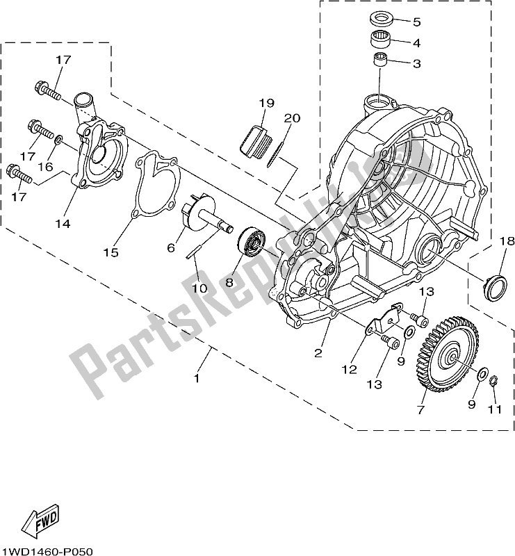 Alle onderdelen voor de Waterpomp van de Yamaha MT 03 LAK MTN 320-AK 2019