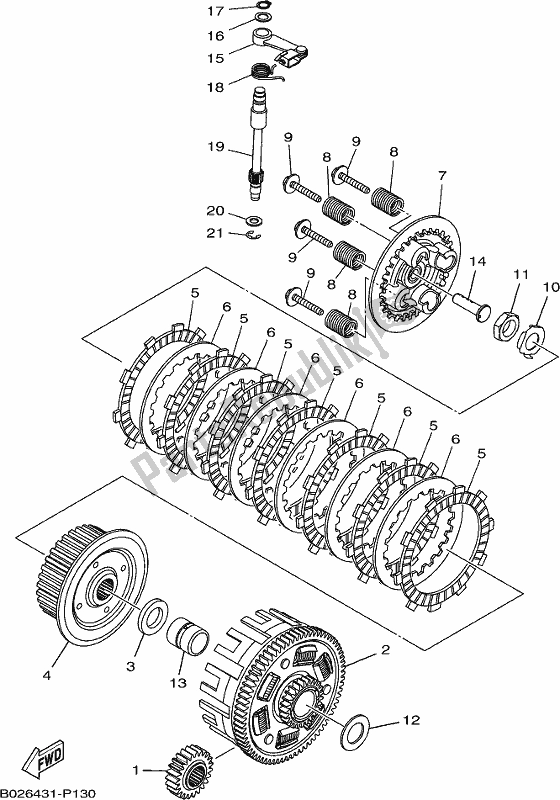 All parts for the Clutch of the Yamaha MT 03 LAK MTN 320-AK Lams Model 2019