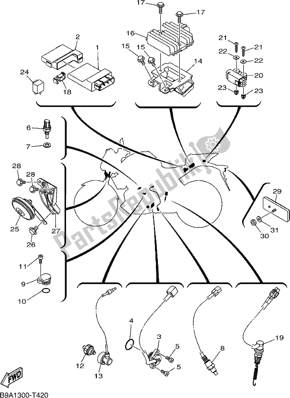 All parts for the Electrical 2 of the Yamaha MT 03 LAK MTN 320-AK Lams Model 2019