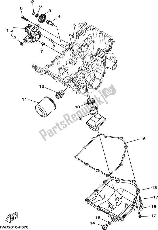 All parts for the Oil Pump of the Yamaha MT 03 LAK MTN 320-AK Lams Model 2019