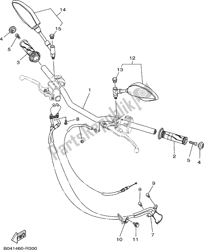 All parts for the Steering Handle & Cable of the Yamaha MT 03 LAK MTN 320-AK Lams Model 2019
