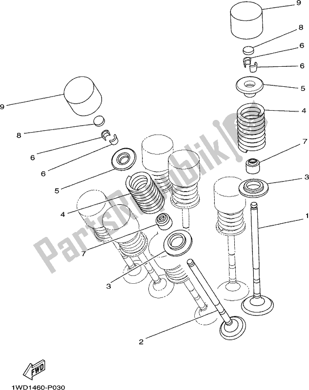 All parts for the Valve of the Yamaha MT 03 LAK MTN 320-AK Lams Model 2019