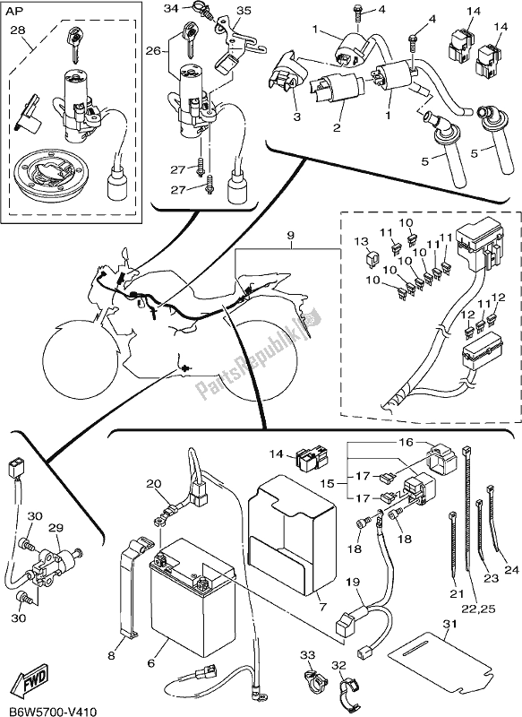 Tutte le parti per il Elettrico 1 del Yamaha MT 03 LAL MTN 320 AL 2020