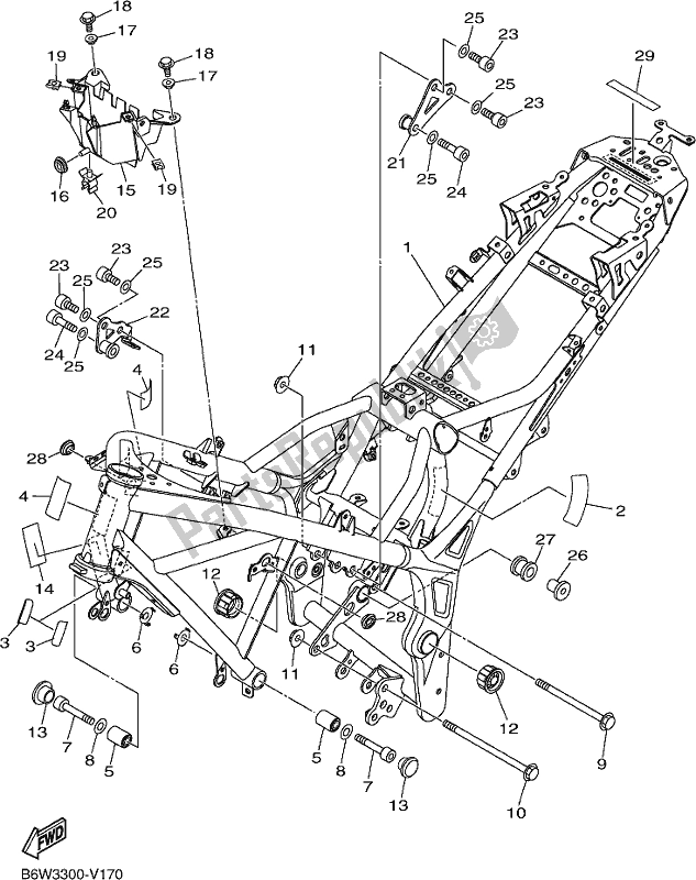 Tutte le parti per il Telaio del Yamaha MT 03 LAL MTN 320 AL 2020