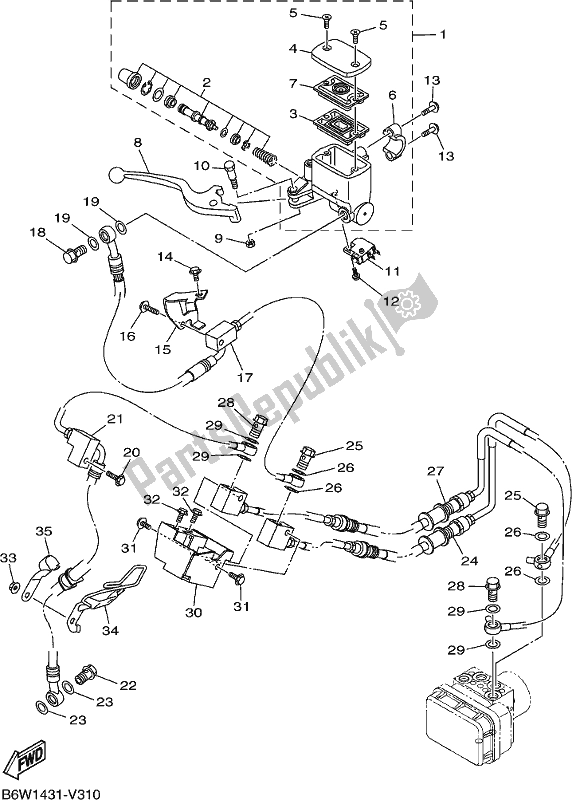 Todas as partes de Cilindro Mestre Dianteiro do Yamaha MT 03 LAL MTN 320 AL 2020