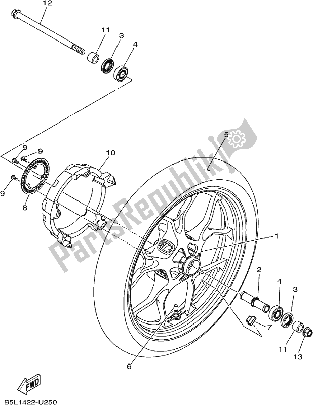 Todas las partes para Rueda Delantera de Yamaha MT 03 LAL MTN 320 AL 2020