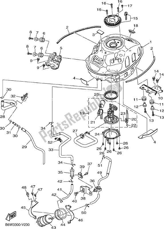 Tutte le parti per il Serbatoio Di Carburante del Yamaha MT 03 LAL MTN 320 AL 2020