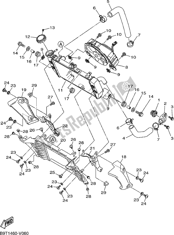 All parts for the Radiator & Hose of the Yamaha MT 03 LAL MTN 320 AL 2020