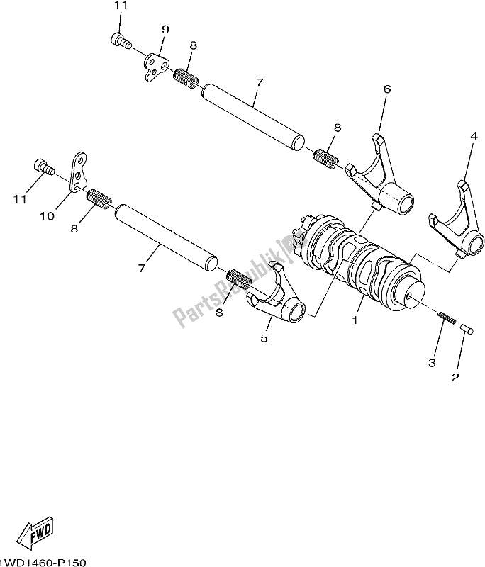 All parts for the Shift Cam & Fork of the Yamaha MT 03 LAL MTN 320 AL 2020