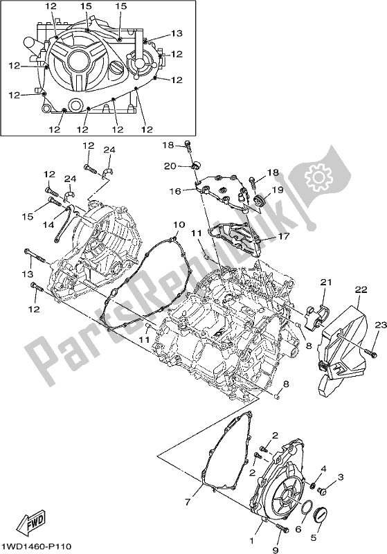 All parts for the Crankcase Cover 1 of the Yamaha MT 03 LAM MTN 320 AM 2021