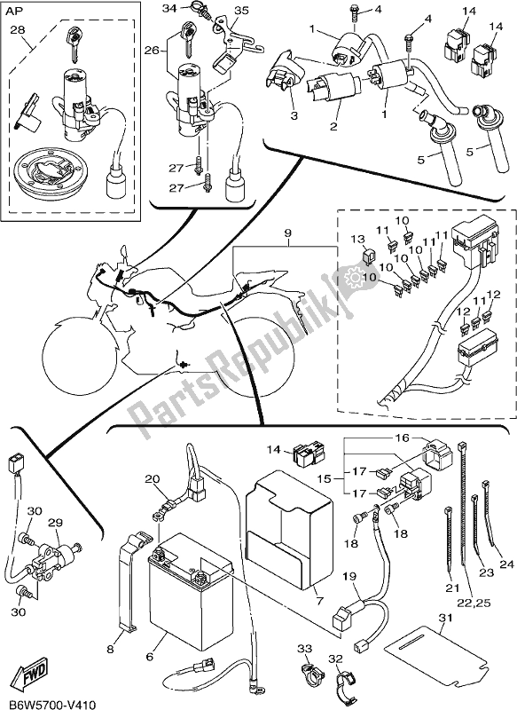 All parts for the Electrical 1 of the Yamaha MT 03 LAM MTN 320 AM 2021