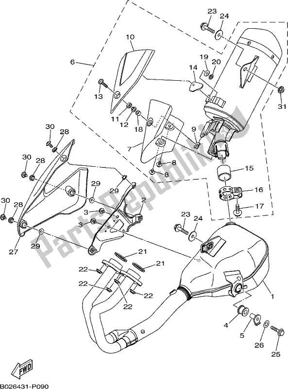 Wszystkie części do Wydechowy Yamaha MT 03 LAM MTN 320 AM 2021