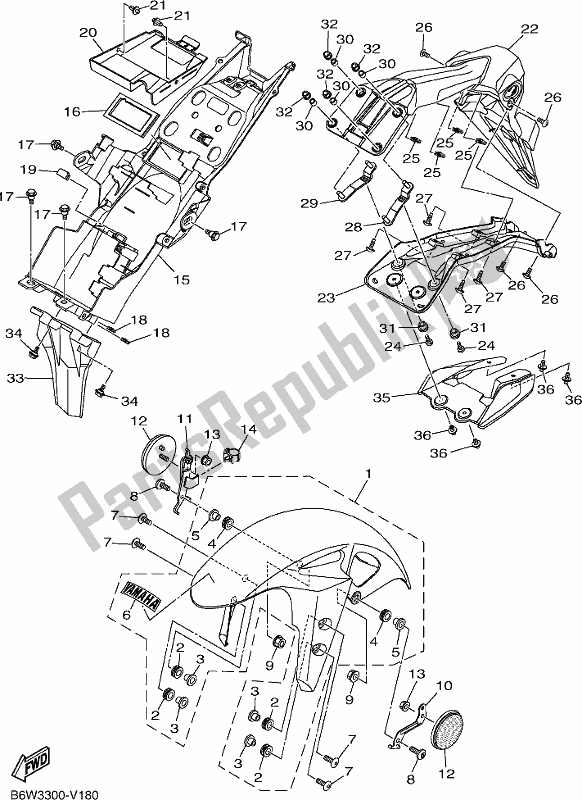 Tutte le parti per il Parafango del Yamaha MT 03 LAM MTN 320 AM 2021