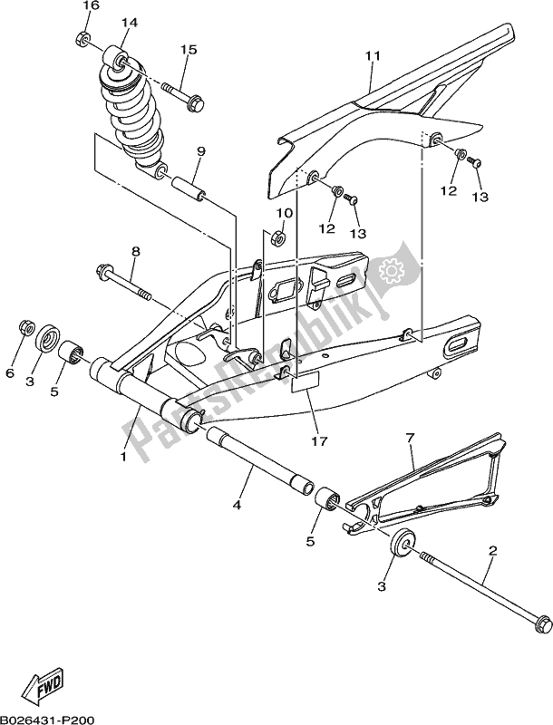 All parts for the Rear Arm & Suspension of the Yamaha MT 03 LAM MTN 320 AM 2021