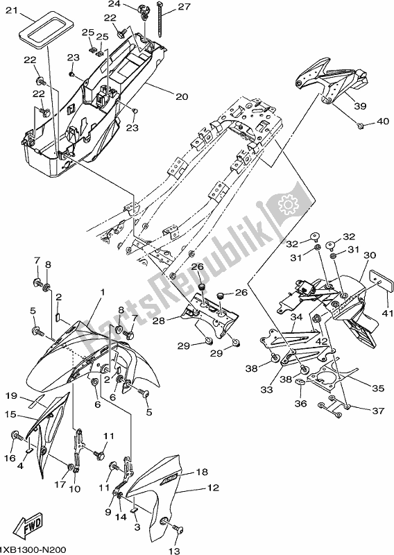 All parts for the Fender of the Yamaha MT-07 HO 700 2017