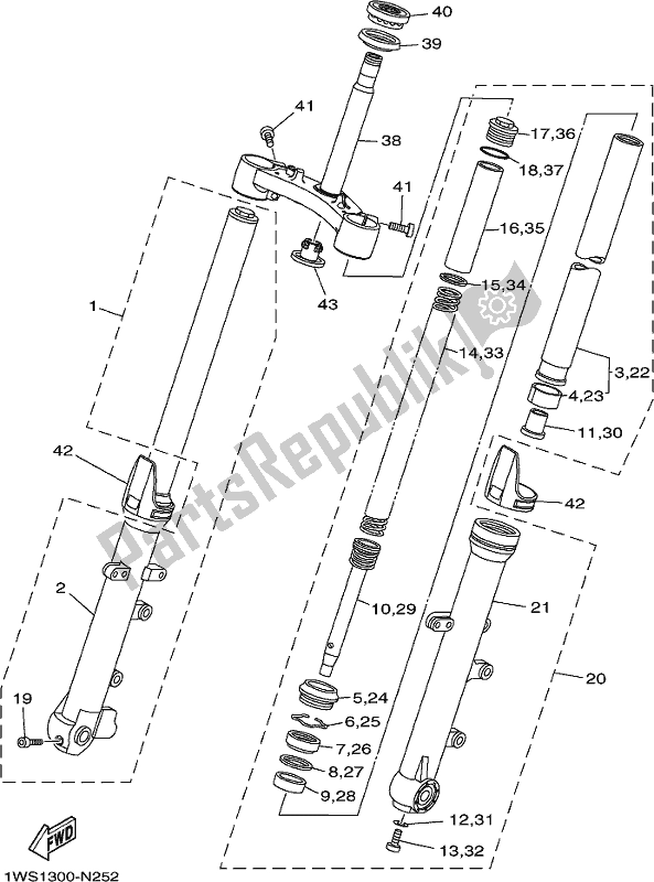 Toutes les pièces pour le Fourche Avant du Yamaha MT-07 HO 700 2017