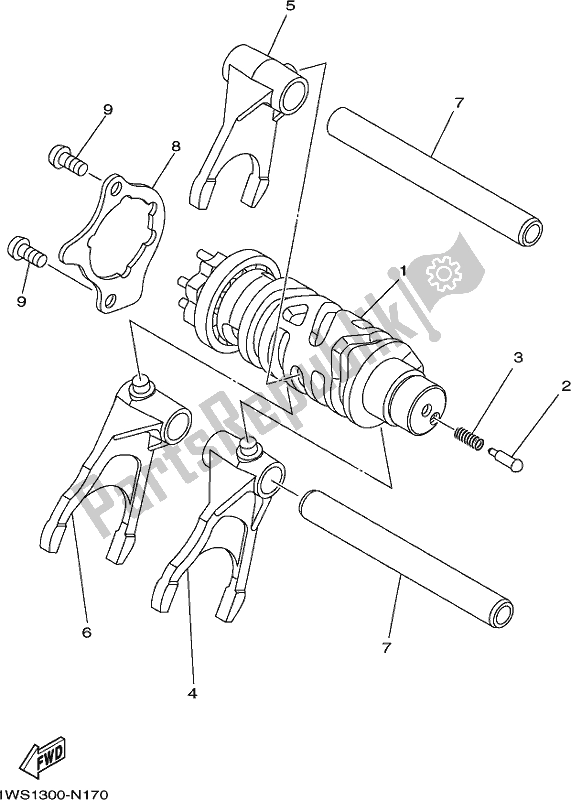 All parts for the Shift Cam & Fork of the Yamaha MT-07 HO 700 2017