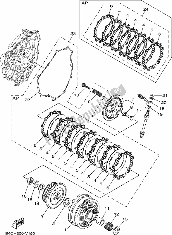 Alle onderdelen voor de Koppeling van de Yamaha MT-07 Hoam MTN 690 M 2021