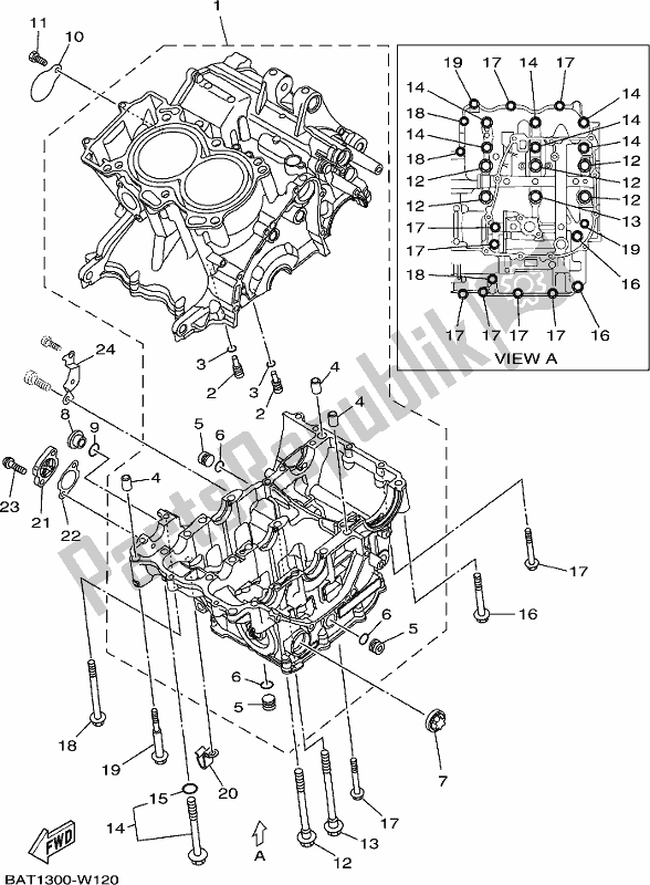 All parts for the Crankcase of the Yamaha MT-07 Hoam MTN 690 M 2021
