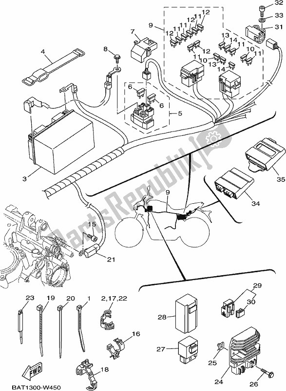 Todas las partes para Eléctrico 1 de Yamaha MT-07 Hoam MTN 690 M 2021