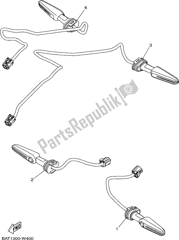 All parts for the Flasher Light of the Yamaha MT-07 Hoam MTN 690 M 2021