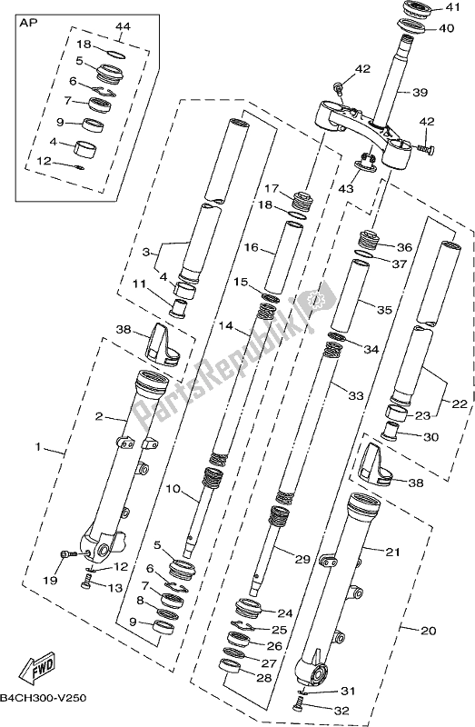 Todas las partes para Tenedor Frontal de Yamaha MT-07 Hoam MTN 690 M 2021