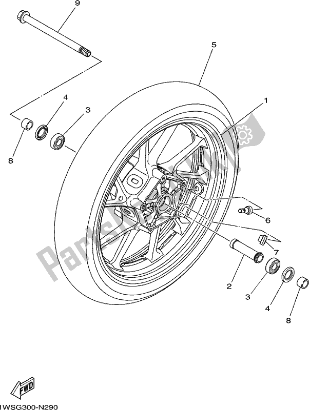 Todas las partes para Rueda Delantera de Yamaha MT-07 Hoam MTN 690 M 2021