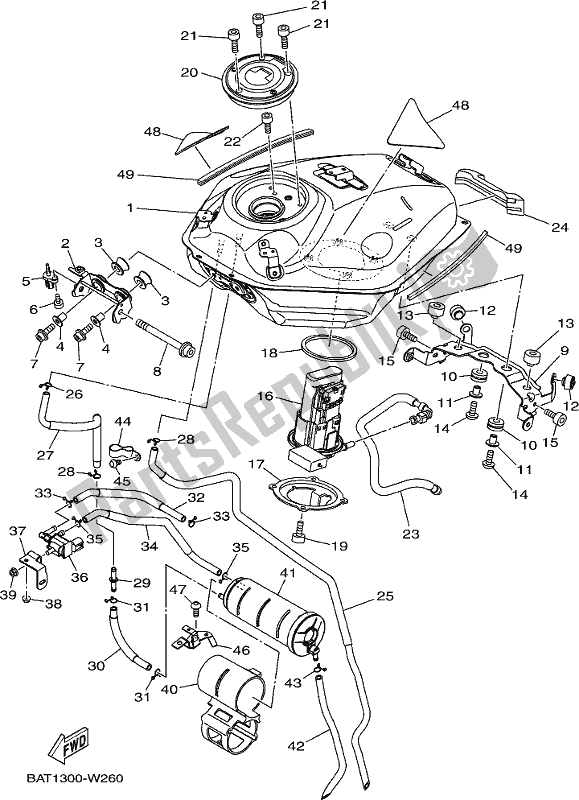 Todas las partes para Depósito De Combustible de Yamaha MT-07 Hoam MTN 690 M 2021