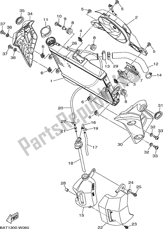 All parts for the Radiator & Hose of the Yamaha MT-07 Hoam MTN 690 M 2021