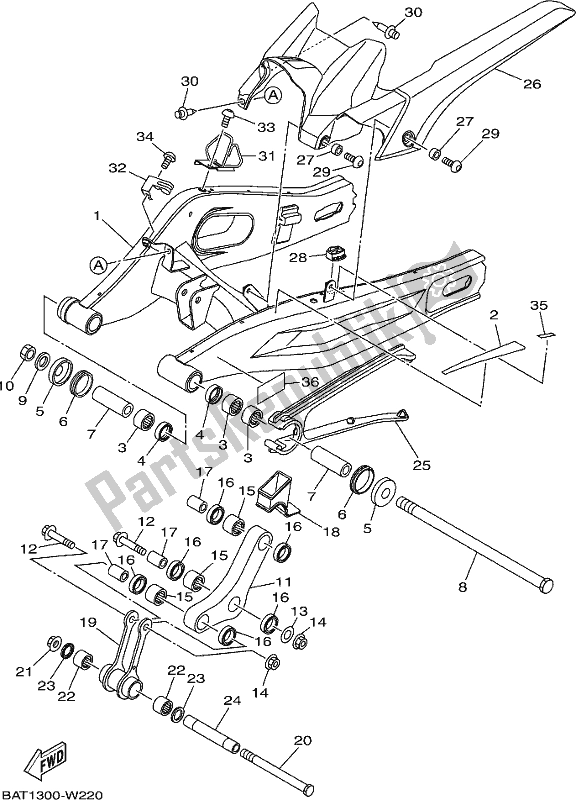 Todas las partes para Brazo Trasero de Yamaha MT-07 Hoam MTN 690 M 2021