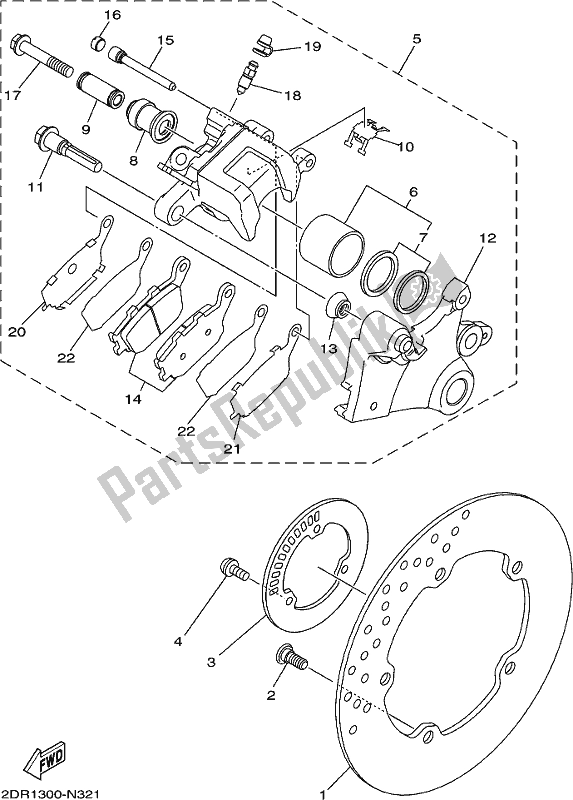 Todas las partes para Pinza De Freno Trasero de Yamaha MT-07 Hoam MTN 690 M 2021