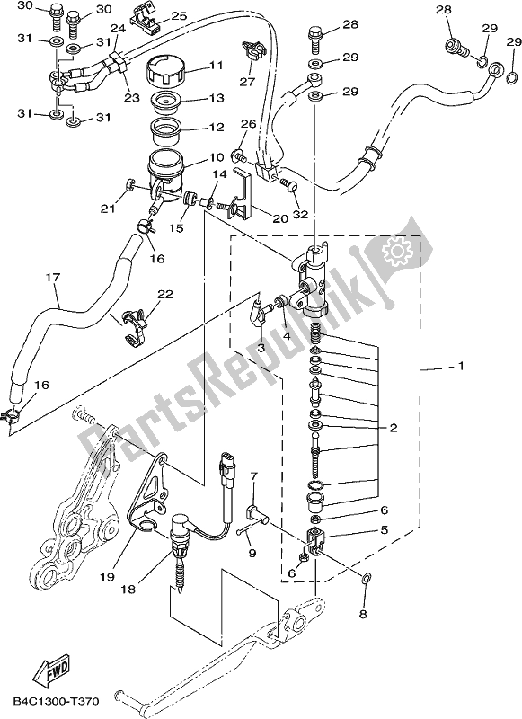 Alle onderdelen voor de Achterste Hoofdcilinder van de Yamaha MT-07 Hoam MTN 690 M 2021