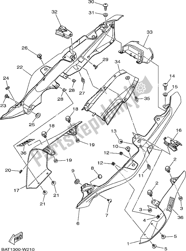 Todas las partes para Cubierta Lateral de Yamaha MT-07 Hoam MTN 690 M 2021