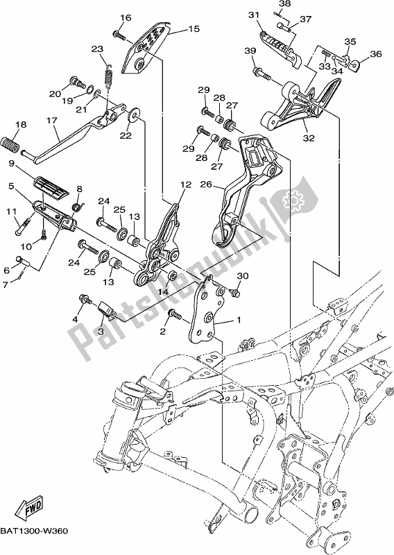 Todas las partes para Soporte Y Reposapiés 2 de Yamaha MT-07 Hoam MTN 690 M 2021