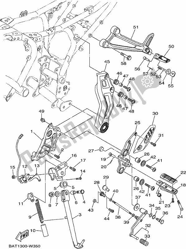 All parts for the Stand & Footrest of the Yamaha MT-07 Hoam MTN 690 M 2021