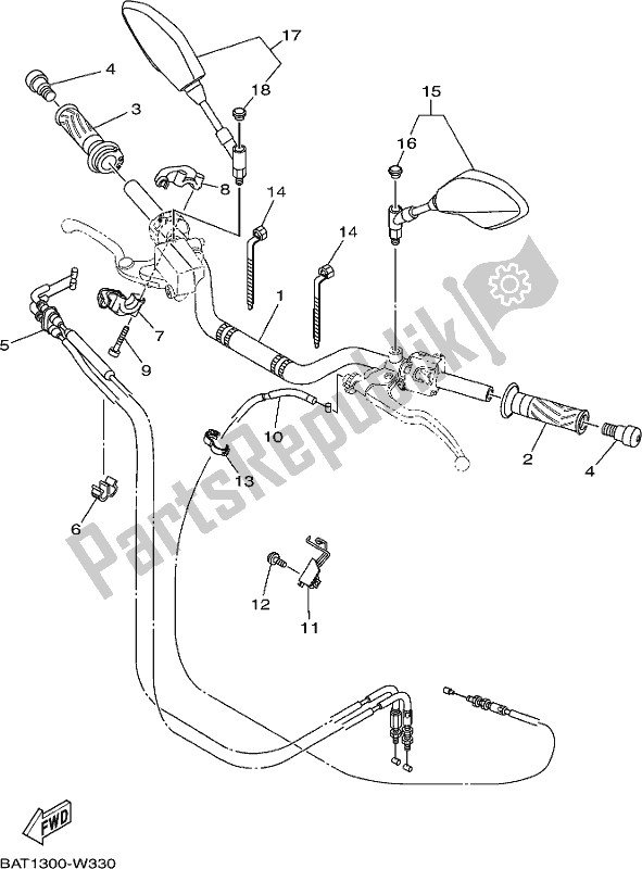 Todas las partes para Manija De Dirección Y Cable de Yamaha MT-07 Hoam MTN 690 M 2021