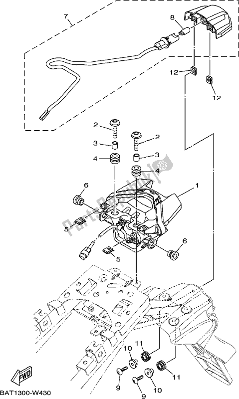 All parts for the Taillight of the Yamaha MT-07 Hoam MTN 690 M 2021