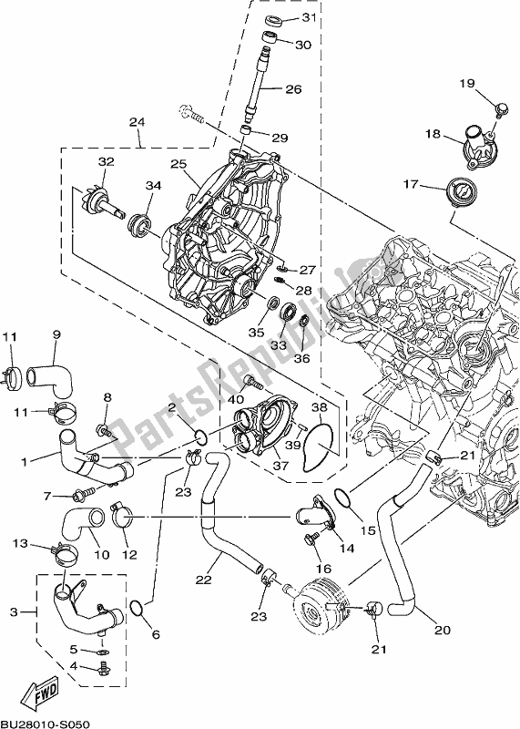 Todas las partes para Bomba De Agua de Yamaha MT-07 Hoam MTN 690 M 2021