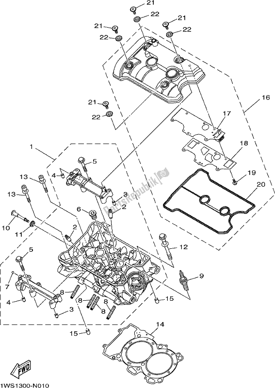 All parts for the Cylinder Head of the Yamaha MT-07 HOJ MTN 690 AJ 2018