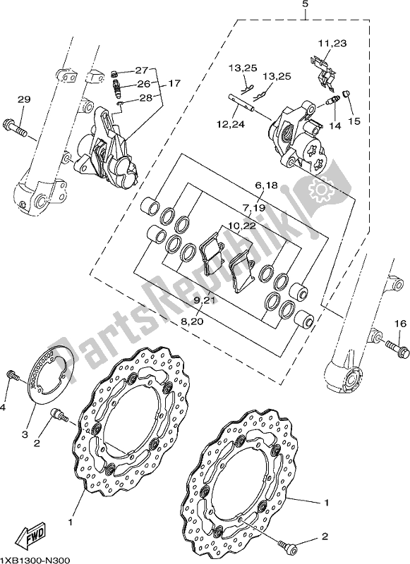 Toutes les pièces pour le étrier De Frein Avant du Yamaha MT-07 HOJ MTN 690 AJ 2018