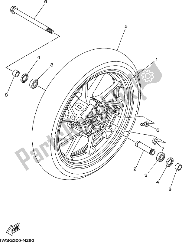 Alle onderdelen voor de Voorwiel van de Yamaha MT-07 HOJ MTN 690 AJ 2018