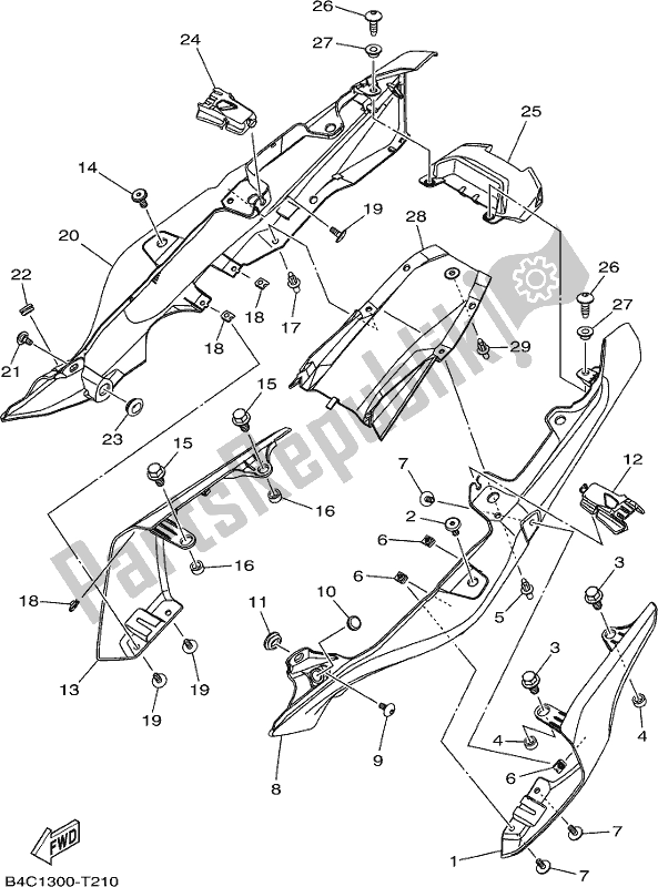 Tutte le parti per il Coperchio Laterale del Yamaha MT-07 HOJ MTN 690 AJ 2018