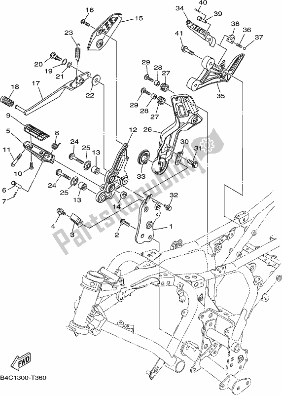 All parts for the Stand & Footrest 2 of the Yamaha MT-07 HOJ MTN 690 AJ 2018