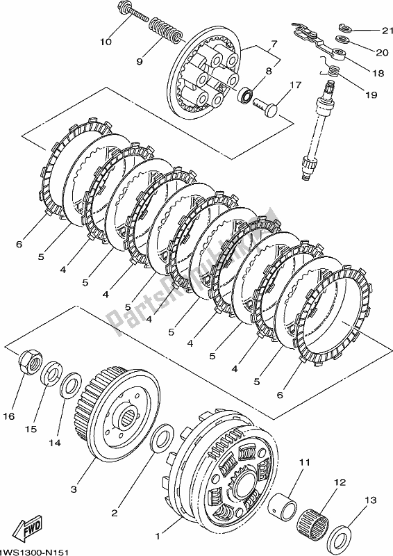 All parts for the Clutch of the Yamaha MT-07 HOJ MTN 690 AJ HO Model NON Lams 2018