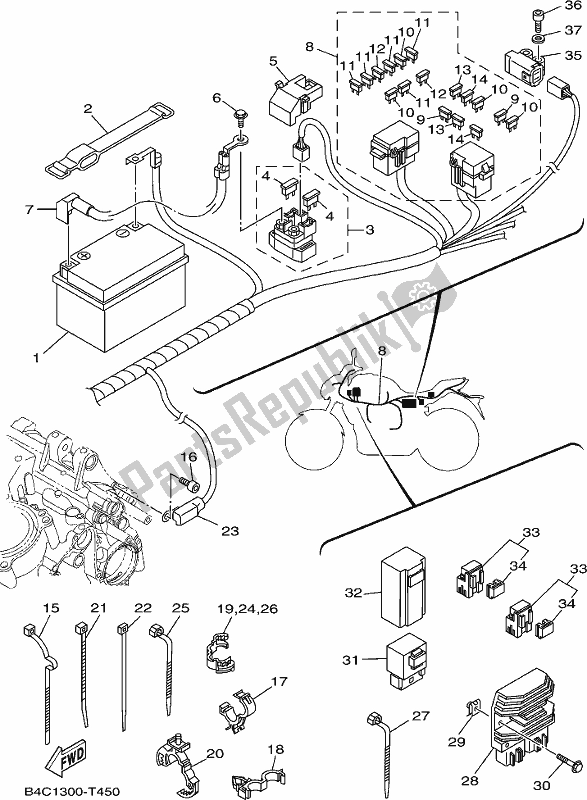 Todas las partes para Eléctrico 1 de Yamaha MT-07 HOJ MTN 690 AJ HO Model NON Lams 2018