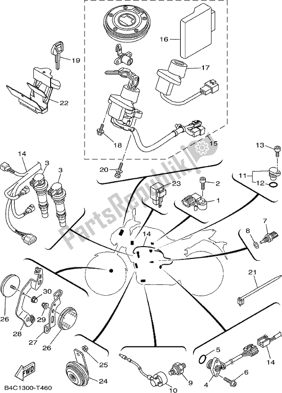 All parts for the Electrical 2 of the Yamaha MT-07 HOJ MTN 690 AJ HO Model NON Lams 2018