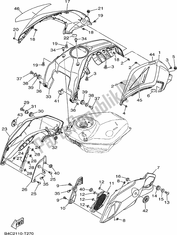 Tutte le parti per il Serbatoio Carburante 2 del Yamaha MT-07 HOJ MTN 690 AJ HO Model NON Lams 2018