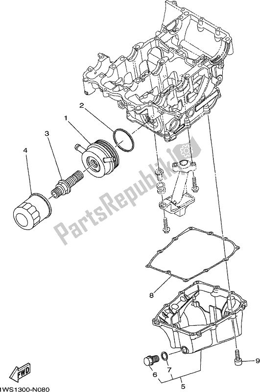 All parts for the Oil Cleaner of the Yamaha MT-07 HOJ MTN 690 AJ HO Model NON Lams 2018