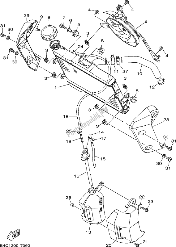 All parts for the Radiator & Hose of the Yamaha MT-07 HOJ MTN 690 AJ HO Model NON Lams 2018