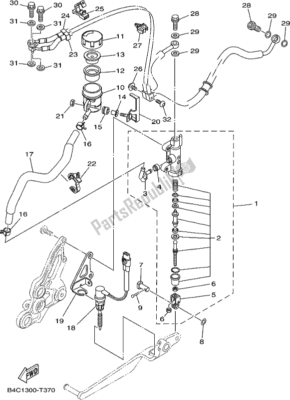 Toutes les pièces pour le Maître-cylindre Arrière du Yamaha MT-07 HOJ MTN 690 AJ HO Model NON Lams 2018